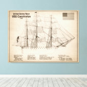 Grondwet VS - Scheepsblauwdruk Plannen SD Canvas Afdruk (Insitu (Houten vloer))