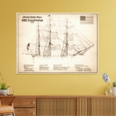 Grondwet VS - Scheepsblauwdruk Plannen SD Canvas Afdruk (Insitu (Woonkamer))