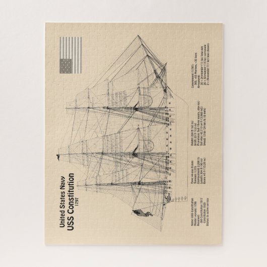 Grondwet VS - Scheepsblauwdruk Plannen SD Legpuzzel (Verticaal)