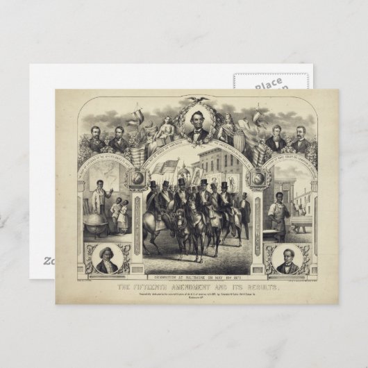 Grondwettelijk 15e amendement en resultaten briefkaart (Voorkant / Achterkant)