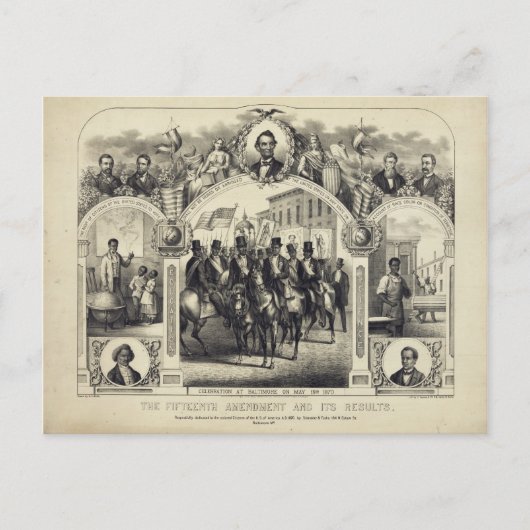 Grondwettelijk 15e amendement en resultaten briefkaart (Voorkant)