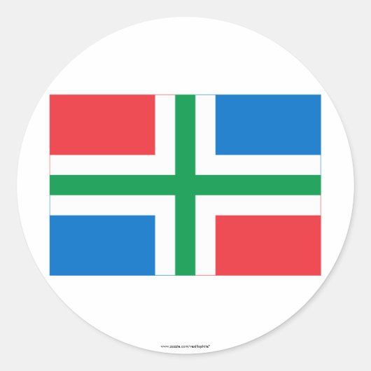 Groningen Flag Ronde Sticker (Voorkant)