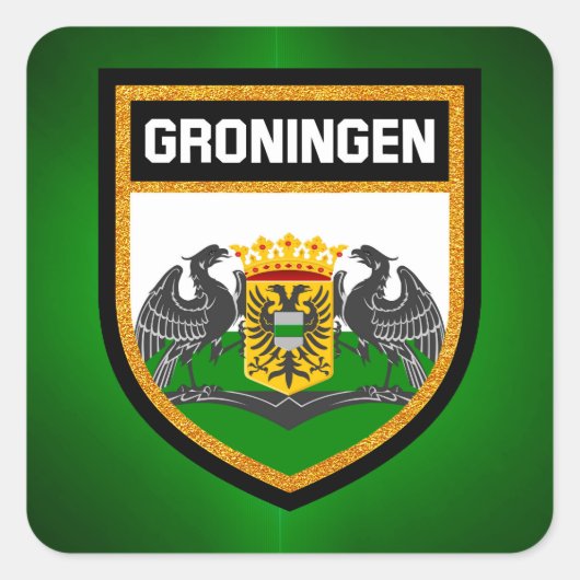 Groningen Flag Vierkante Sticker (Voorkant)