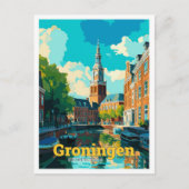 Groningen Nederland Reizen Illustratie Briefkaart (Voorkant)