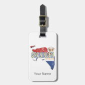 Groningen Nederland Retro Kaart Nederlandse Vintag Bagagelabel (Voorkant verticaal)