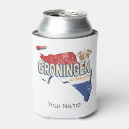 Groningen Nederland Retro Kaart Nederlandse Vintag Blikjeskoeler