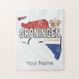 Groningen Nederland Retro Kaart Nederlandse Vintag Legpuzzel