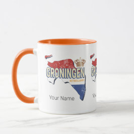 Groningen Nederland Retro Kaart Nederlandse Vintag Mok