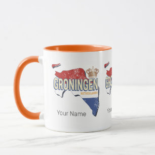 Groningen Nederland Retro Kaart Nederlandse Vintag Mok