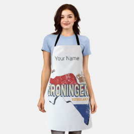 Groningen Nederland Retro Kaart Nederlandse Vintag Schort