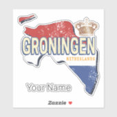 Groningen Nederland Retro Kaart Nederlandse Vintag Sticker (Vel)