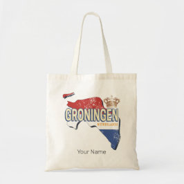 Groningen Nederland Retro Kaart Nederlandse Vintag Tote Bag