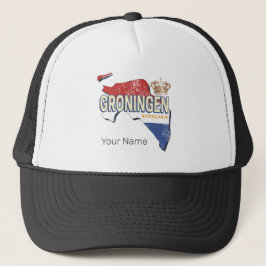 Groningen Nederland Retro Kaart Nederlandse Vintag Trucker Pet