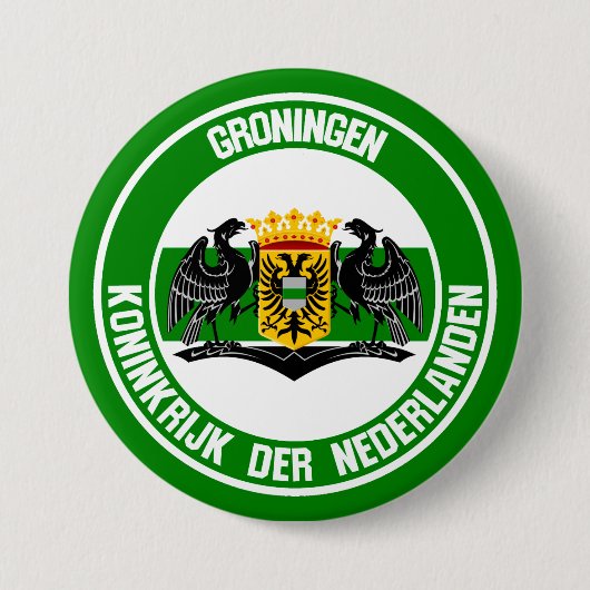Groningen Round Emblem Ronde Button 7,6 Cm (Voorkant)