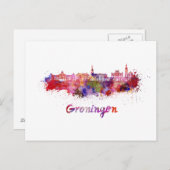 Groningen skyline in waterverf briefkaart (Voorkant / Achterkant)