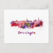 Groningen skyline in waterverf briefkaart (Voorkant)