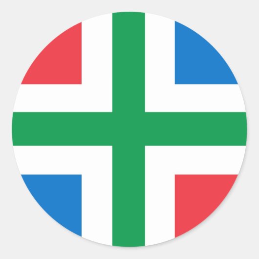 Groningen Vlag Nederland Ronde Sticker (Voorkant)