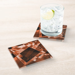 Gronkel of rechthoekige brownse koraal glazen onderzetter