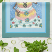 GROOISNOWMAN PEACE SIGN, CHRISTMAS KITCHEN TOWEL THEEDOEK (Gevouwen)