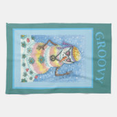 GROOISNOWMAN PEACE SIGN, CHRISTMAS KITCHEN TOWEL THEEDOEK (Horizontaal)