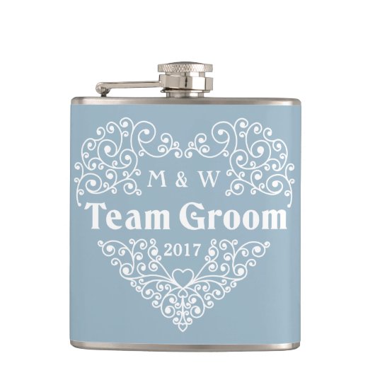 Groom aangepaste tekstkolf voor team heupfles (Voorkant)