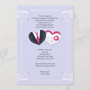 Groom and Bride Hearts Uitnodiging
