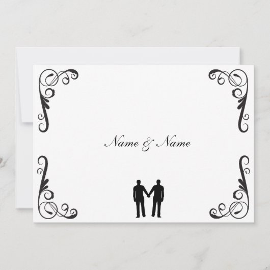 Groom and Groom Gay Wedding Invitation Kaart (Voorkant)