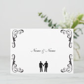 Groom and Groom Gay Wedding Invitation Kaart (Staand voorkant)