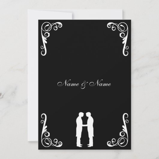 Groom and Groom Gay Wedding Invite-Black en white Kaart (Voorkant)