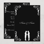 Groom and Groom Gay Wedding Invite-Black en white Kaart (Voorkant / Achterkant)