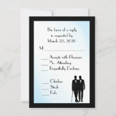 Groom and Groom Menu Weddenschap RSVP Blue (Voorkant)