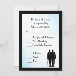 Groom and Groom Menu Weddenschap RSVP Blue