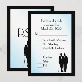 Groom and Groom Menu Weddenschap RSVP Blue