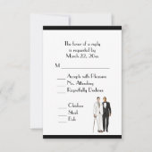 Groom and Groom Menu Weddenschap RSVP Classic Whit (Voorkant)