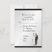 Groom and Groom Menu Wedding RSVP Classy Silver (Voorkant)