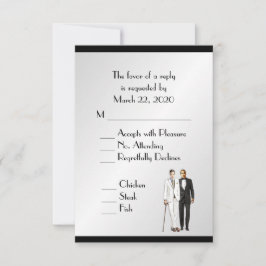 Groom and Groom Menu Wedding RSVP Classy Silver