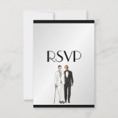 Groom and Groom Menu Wedding RSVP Classy Silver (Achterkant)