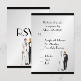 Groom and Groom Menu Wedding RSVP Classy Silver