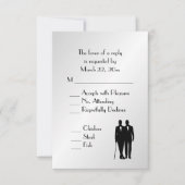 Groom and Groom Menu Wedding RSVP Silver (Voorkant)
