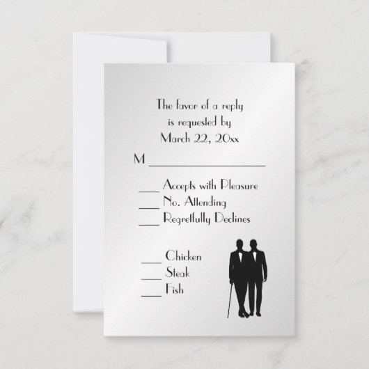 Groom and Groom Menu Wedding RSVP Silver (Voorkant)