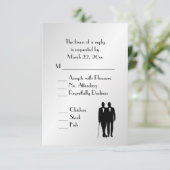 Groom and Groom Menu Wedding RSVP Silver (Staand voorkant)
