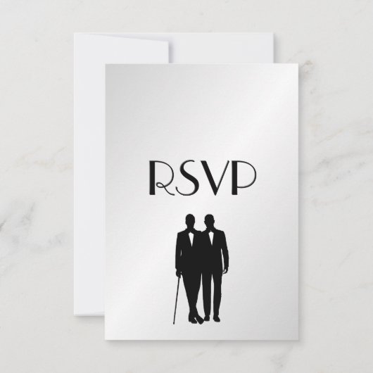 Groom and Groom Menu Wedding RSVP Silver (Achterkant)