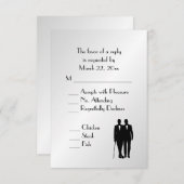 Groom and Groom Menu Wedding RSVP Silver (Voorkant / Achterkant)
