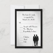 Groom and Groom Menu Wedding RSVP Silver (Voorkant)