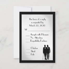 Groom and Groom Menu Wedding RSVP Silver
