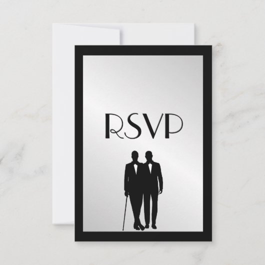 Groom and Groom Menu Wedding RSVP Silver (Achterkant)