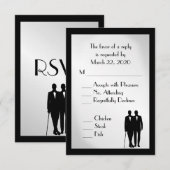 Groom and Groom Menu Wedding RSVP Silver (Voorkant / Achterkant)