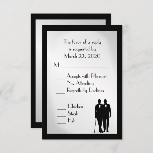 Groom and Groom Menu Wedding RSVP Silver (Voorkant / Achterkant)