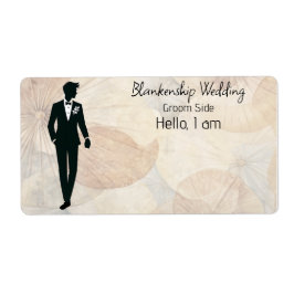 Groom Art Floral Achtergrond Label Naam Tag