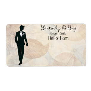 Groom Art Floral Achtergrond Label Naam Tag